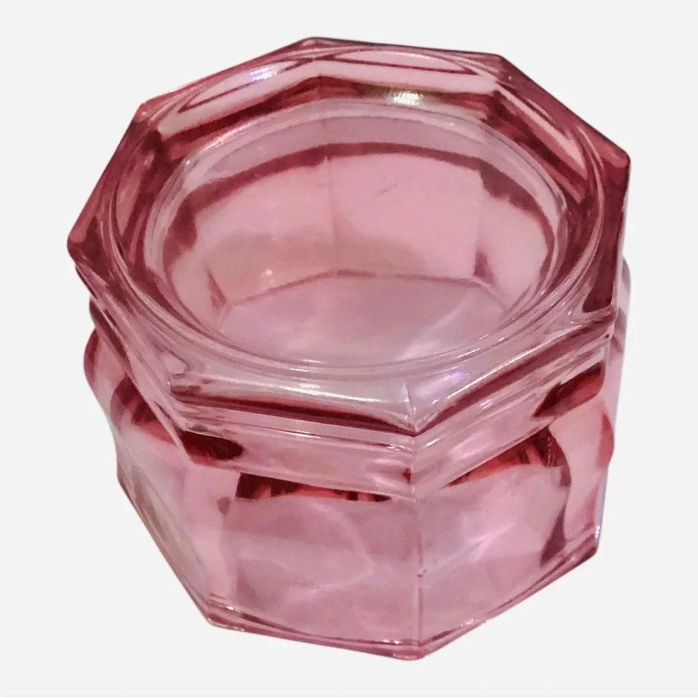 Vintage Pink Depression Bowl Indiana Glass Concord Octagonal Dish Jewelry Box